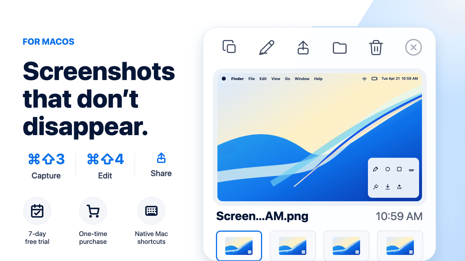 CommandShot showing Mac screenshots that stay ready after capture.